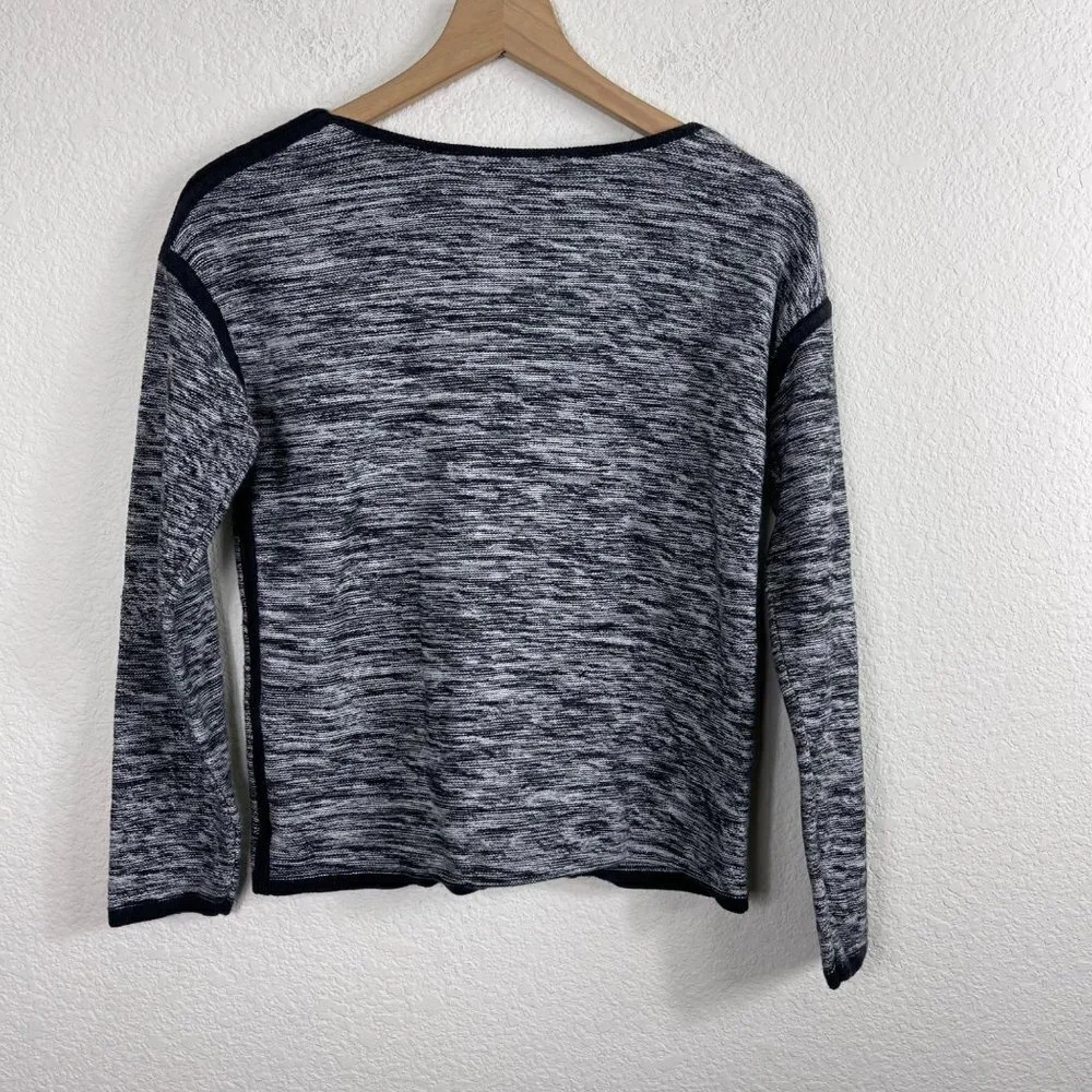 Athleta Retreat Sweater Black Gray Marled Knit Size L/M Boat Neck Cotton‎ Blend